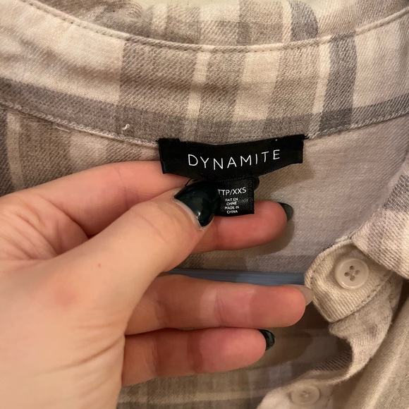 Oversized Dynamite Plaid Button-Up Shirt - Picture 2 of 6